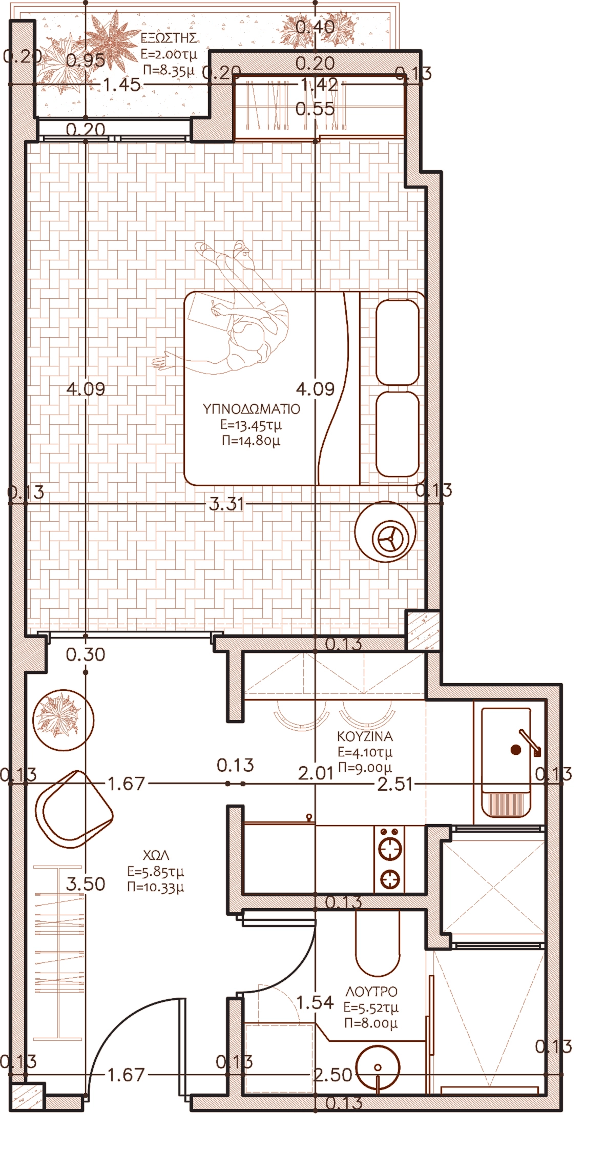Floor plan: apartment before intervention
